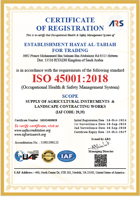 ISO 45001:2018 certificate